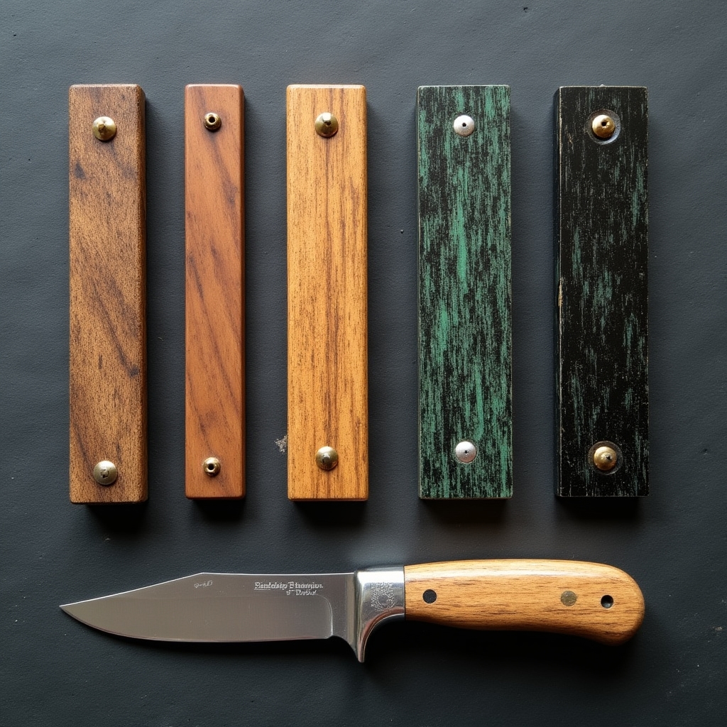 Griffmaterialien aus Holz und Micarta für Messerschmiedekurs